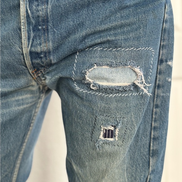 Wabi Sabi /kentsugi Repaired vintage Levi’s 501 Denim Jeans 36x32 USA 80’s - Picture 6 of 15
